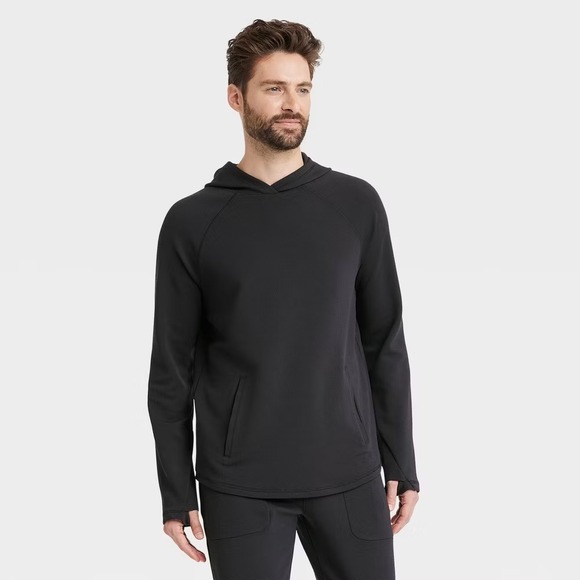 Men's Heavy Waffle Hooded Sweatshirt All In Motion Black Size X-Large - Picture 1 of 6